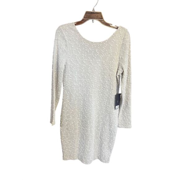 Jennifer Lopez Women's Beige Swiss Dot/sequence   Dress Size L Petite NWT - Picture 1 of 7